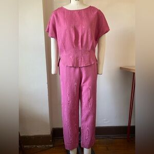 Rachel Comey Jaquard Woodgrain Magenta Pantsuit